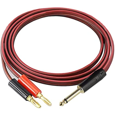 Afbeelding van MEIRIYFA 6,35 mm naar banaan plug luidsprekerkabel, 1/4 TS luidsprekerkabel audiokabel HiFi OFC luidsprekerdraad voor DJ toepassing, Mixer 2 m (6,35 tot 4 banaanstekker)