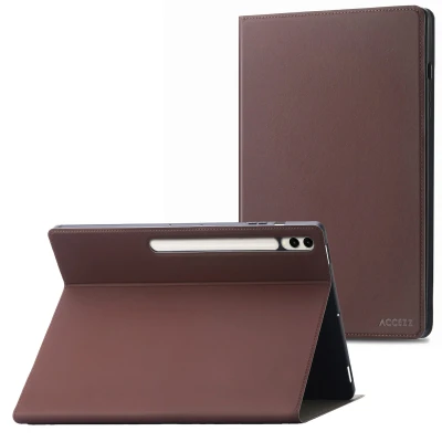 Afbeelding van Samsung Galaxy Tab S9 Plus Hoes: Accezz Classic Tablet Case Bookcase Bruin Siliconen En TPU (zacht) Hoezen