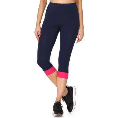 Afbeelding van Merry Style Dames Leggings Sport Vrijetijdsbroek ¾ Lang Katoen Marineblauw/amarant XS MS MS10 379 LE