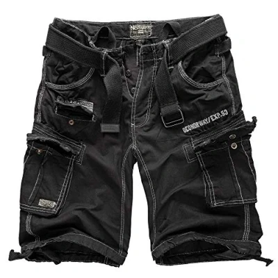 Afbeelding van Geographical Norway Cargo Shorts Korte broek Bermuda met riem Short Hunter in bundel UD Bandana, zwart, XL
