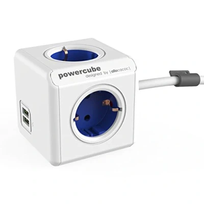 Afbeelding van Allocacoc PowerCube Extended USB Blauw 1,5 Meter
