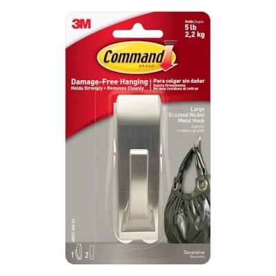 Afbeelding van Command 58225 zelfklevende haak van geborsteld nikkel, groot, MR03 BN, large