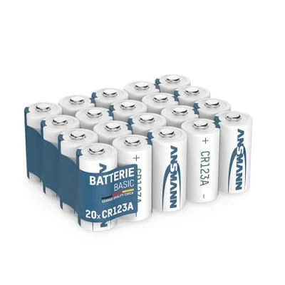 Afbeelding van ANSMANN CR123A 3V lithium batterijen, 20 stuks, speciale batterijen voor bewakingscamera&#039;s, alarmsystemen en kleine elektronische apparaten, ronde cellen, hoogwaardig krachtig