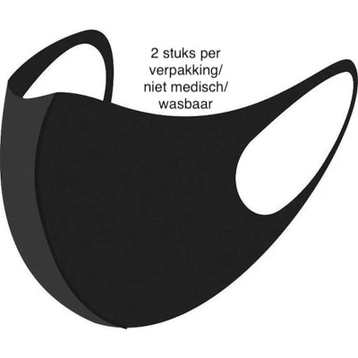 Afbeelding van Mondkapje wasbaar zwart (2 stuks)
