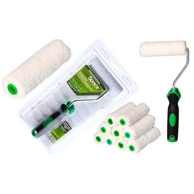 Afbeelding van ToolSpace 10x Verfroller Microfibra 11 cm Lakrollen met Rubberen Handgreep, Rollerkwast voor Verfwerkzaamheden en Renovatie, Duurzaam, verliest geen haar tijdens het schilderen