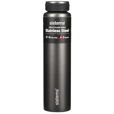 Afbeelding van Sistema Hydrate roestvrijstalen waterfles, 280 ml, BPA vrij, dubbelwandig, vacuüm geïsoleerd, metalen houdt vloeistof warm en koel, verschillende kleuren