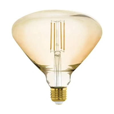 Afbeelding van EGLO Filament LED lamp E27 dimbaar, grote amber vintage gloeilamp Mid Size, retro lichtbron 4,5 Watt (40w equivalent), 470 Lumen, warm wit, 2200 Kelvin, BR150, Ø 15 cm