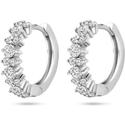 Afbeelding van Zilver Gerhodineerd Klapoorringen Zirkonia 14 Mm 1339822