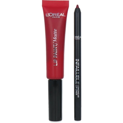 Afbeelding van L&#039;Oréal Infallible Matte Lip Paint + Lipliner 205 Apocalypse Red