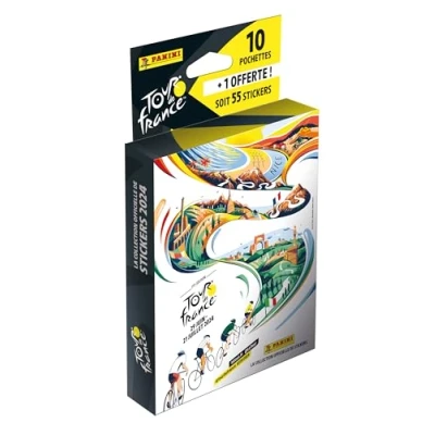 Afbeelding van Blisterverpakking PANINI Officiële Tour de France 2024 collectie Bevat 10 zakjes + 1 gratis zakje