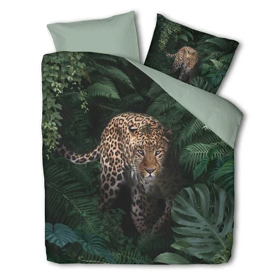 Afbeelding van Dekbedovertrek Jungle Cheetah Tweepersoons (200x220 cm) Groen &amp; Roze Microvezel Katoen Dessin: Dieren Luna Dekbed Discounter.nl