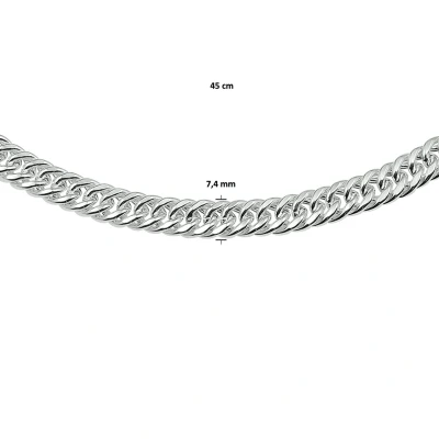 Afbeelding van Collier Dubbel Gourmette 7,4 Mm 45 Cm Met Groot Springslot