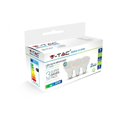 Afbeelding van GU10 Spot LED Lamp Warm Wit (3000K) 4.5 Watt, vervangt 35W Halogeen V Tac