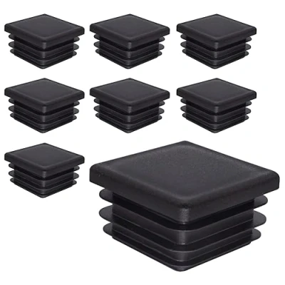 Afbeelding van SKIR&#039;CO (8 stuks) vierkante kunststof pluggen 45 x mm, matte buiseindkappen, buisinzetstukken, hekpaalpluggen, zwart RAL 9005