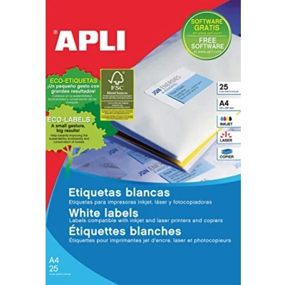 Afbeelding van Apli etiketten ft 63,5 x 38,1 mm (b h), ronde hoeken, 525 stuks, 21 per blad (1992) etiket