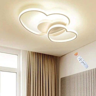 Afbeelding van Slaapkamerlamp LED Plafondlamp Wit Dimbaar Hartvormig Ontwerp Moderne Liefde Kroonluchter Metaal Acryl Creatieve Keuken Eetkamer Woonkamer Kinderkamer Kinderlamp,65cm