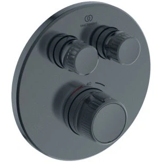 Afbeelding van Ideal standard ceratherm navigo afbouwdeel voor inbouw douchekraan thermostisch met 2 functies 15 7cm rond magnetic grey a7296a5