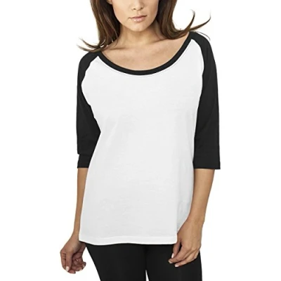 Afbeelding van Urban Classics Ladies 3/4 Contrast Raglan TEE Tshirt print, Dames, Maat: Small, White/black