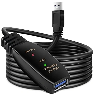 Afbeelding van USB verlengkabel, 3.0 actieve repeater, mannelijk naar vrouwelijk, met signaalversterking, actief snoer voor printers, toetsenborden, gameconsole, luidspreker, wifi antenne, scanner, headsets