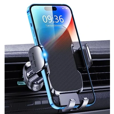 Afbeelding van Glangeh Telefoonhouder voor auto, ventilatierooster, [2024 verbeterde clip] 360 draaibaar, autotelefoonhouder met ontgrendelingsknop, bevestigingssysteem compatibel iPhone 15 Pro Max (10,10 cm