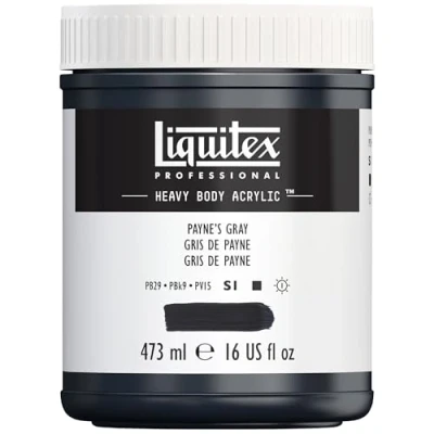 Afbeelding van Liquitex 4412310 Professional Heavy Body acrylverf in kunstenaarskwaliteit met uitstekende lichtechtheid en boterachtige consistentie, 473ml Pot, Payne&#039;s Gray