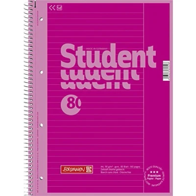 Afbeelding van Brunnen 1067925126 Notitieblok/Collegeblok Student Colour Code (A4 gelinieerd, liniatuur 25, 90 g/m², 80 vellen) roze