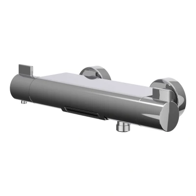 Afbeelding van IVY Pact badthermostaatkraan opbouw cooltouch met cascade uitloop Chroom Tijdloze uitstraling
