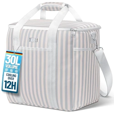 Afbeelding van HOEL Koeltas, groot, 30 liter, opvouwbaar, geïsoleerde thermotas, waterdicht en lekvrij, isoleertas voor auto winkelen, picknicktas, lunchtas