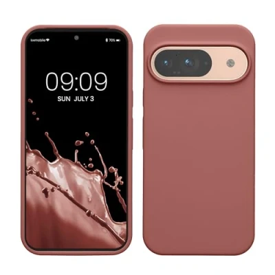 Afbeelding van kwmobile hoesje geschikt voor Google Pixel 9 / Pro case Siliconen telefoonhoesje Telefoon beschermhoes Smartphone cover in winter roze