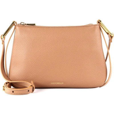 Afbeelding van COCCINELLE Leren Schoudertas Magie Mini Bag Grained Leather Skin Beige