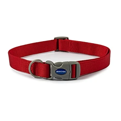 Afbeelding van Ancol Viva Verstelbare kraag Rood, Maat 1 2/Klein, Past op hals 20 30cm, Quick Fit, Lichtgewicht, Weerbestendig