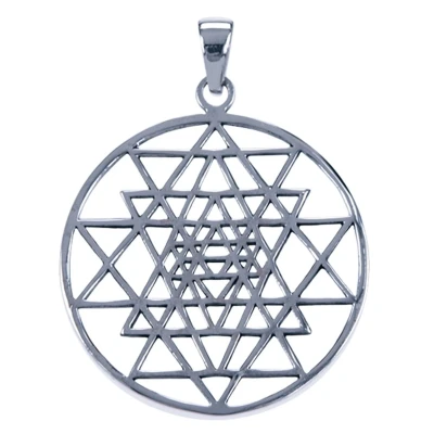 Afbeelding van Zilveren Sri Yantra open driehoeken ketting hanger