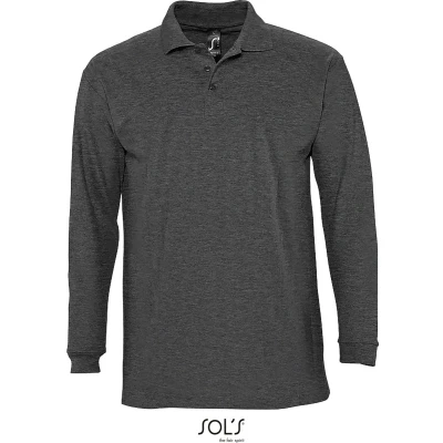Afbeelding van 2 Pack SOLS Heren Winter II Poloshirt met lange mouwen van Piqué katoen (Houtskool mergel) Maat 2XL