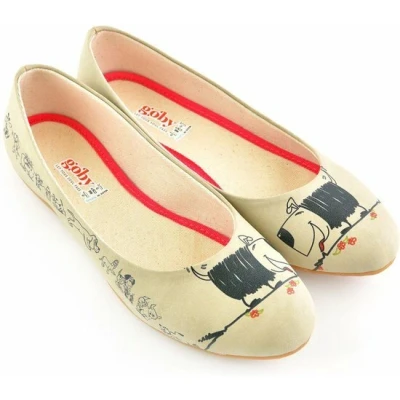 Afbeelding van GOBY Hondjes Ballerinas Flats Hoge kwaliteit Handmade Meisjesprint Maat 37
