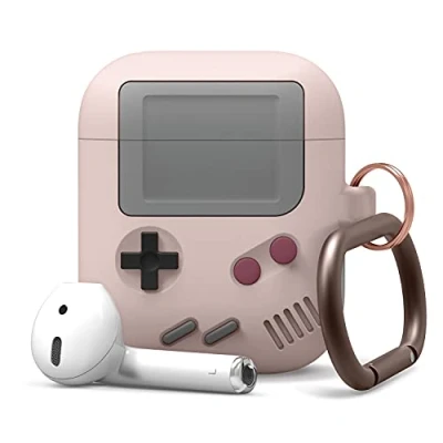 Afbeelding van elago AW5 AirPods Hoesje Silicone Case compatibel met 1 &amp; 2 Oplaadcase Classic Game Player Design beschermhoes sleutelhanger voor 2&amp;1 hoes [US gepatenteerd] (Rozenkwarts)