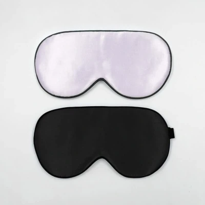Afbeelding van townssilk 2 stuks 100% zijden slaapmasker met verstelbare riem, comfortabel en super zacht oogmasker inclusief 1 stuk Balck laverder