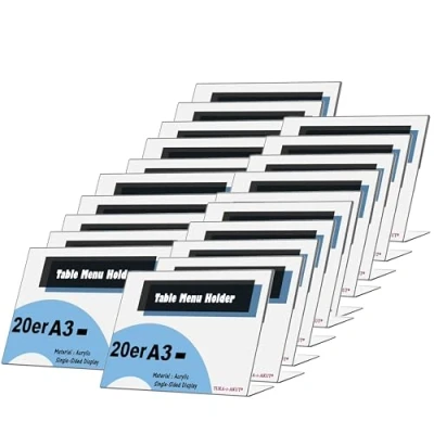 Afbeelding van Tuka TKD8201 A3 20x tafel brochurehouders, A3, liggend formaat, reclamestandaard voor menukaarten, papier, informatie, documenten en andere, 3 mm transparant acryl