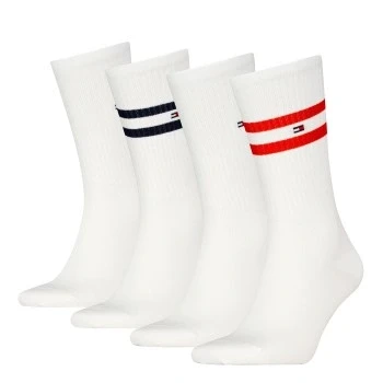 Afbeelding van Tommy Hilfiger MEN Giftbox SOCK Sport Stripe 4 PACK Sokken, Heren, Maat: 43 46, White