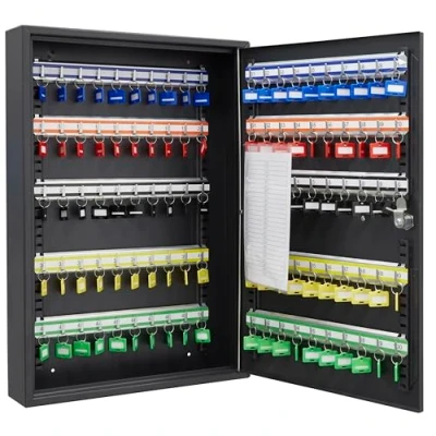 Afbeelding van ARREGUI PL100EN sleutelkast met 100 verstelbare haken, stalen sleutelbox IP65 elektronisch slot, cijferslot, programmeerbare codes, 55 x 38 8 cm, zwart
