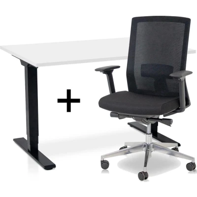 Afbeelding van MRC COMFORT Set Zit sta bureau + stoel 140x80 wit
