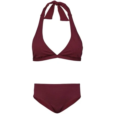 Afbeelding van Aquarti Meisjes Bikini Set Bustier Brief Tweedelig Badpak Zwempak, Om te binden Jacquard stippen roodbruin, 164