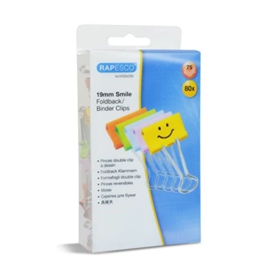 Afbeelding van Rapesco 1428 19mm Smiley Papierklemmen, Diverse Kleuren, Verpakking van 80