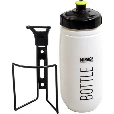 Afbeelding van Mirage bidon met bidonhouder wit/zwart 600 ml