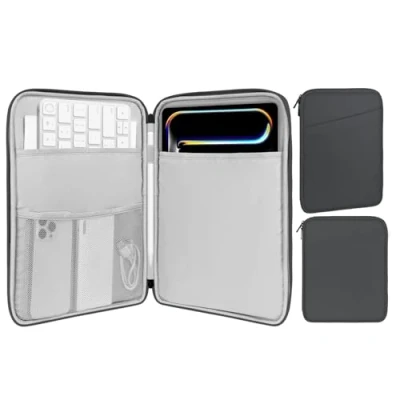 Afbeelding van MoKo Tablethoes van 9 11 inch, geschikt voor iPad Air 5 10,9&quot; 2022, Pro M2 2022 2018, 10th 10.9 4 10.9, Tab S8/A7, beschermende draagtas met zak, donkergrijs