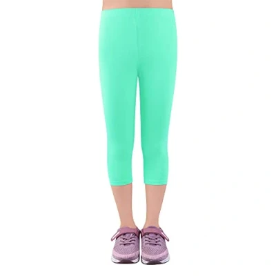 Afbeelding van L&amp;K II Kinderleggings 3/4 meisjesbroek capribroek van katoen schoolkleding leeftijd 4 18 jaar 2723, Enkelpak groen, 110