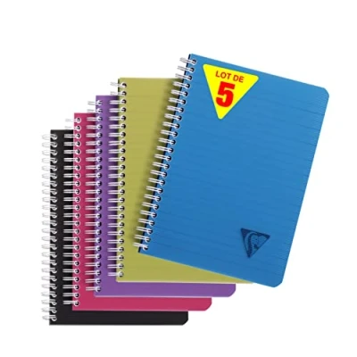 Afbeelding van Clairefontaine 329546 Set van 5 Linicolor Fresh Collectie Spiraal Notitieboek A5 14,8x21 cm 180 kleine ruiten Pagina&#039;s 90 g Wit Papier Transparante Polypropyleen kaft in Willekeurige Kleuren