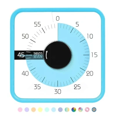 Afbeelding van TWENTY5 SEVEN Afteltimer 7,5 inch; 60 minuten 1 uur visuele timer klaslokaal onderwijsgereedschap kantoorvergadering, mechanische aftelklok voor kinderen examen tijdmanagement magnetisch,