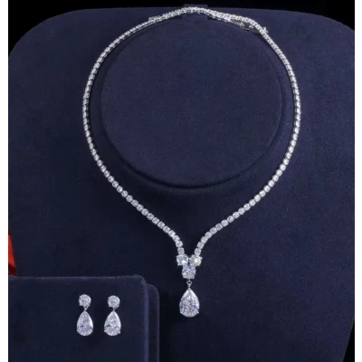 Afbeelding van N3 Collecties Mode Zirconia Waterdruppel Hanger Ketting En Oorbellen