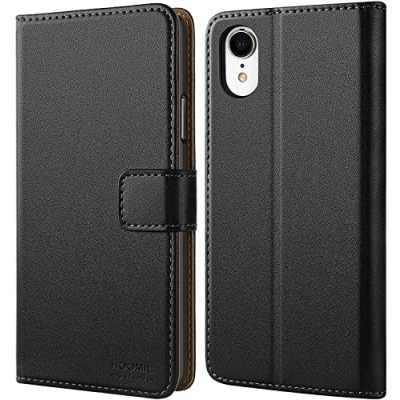 Afbeelding van HOOMIL Magflip Case Compatibel met iPhone XR 6,1 Inch, Premium Lederen Hoesje, Zwart