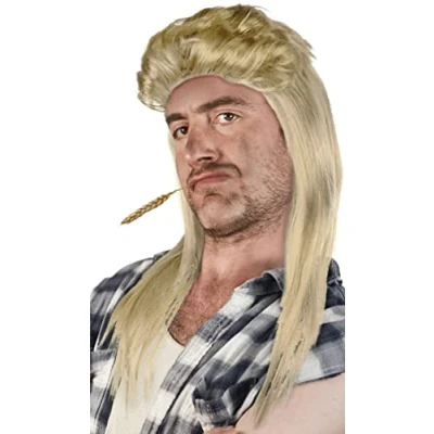 Afbeelding van Mullet Pruik Pimp Blonde Brunette Grijs Zwart (Licht Blond)